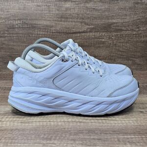 Hoka One One Bondi SR Women's Sz 7 White Leather Slip Resistant Work Shoes READ*